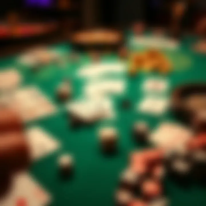 A strategic layout of various casino games including card and dice games