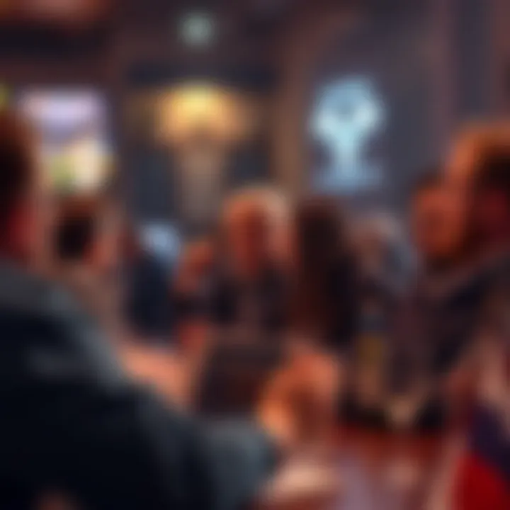 A community gathering discussing betting experiences
