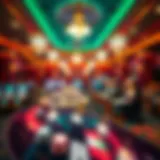 Luxurious casino interior showcasing vibrant lights and gaming tables