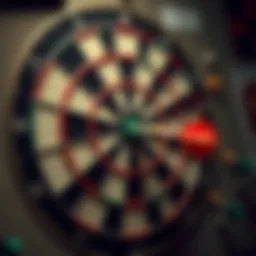 Dartboard with darts in target zones