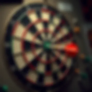 Dartboard with darts in target zones