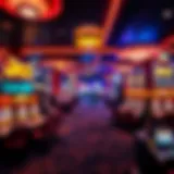 A detailed view of Jack Casino's gaming floor with vibrant lights and tables