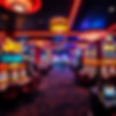 A detailed view of Jack Casino's gaming floor with vibrant lights and tables