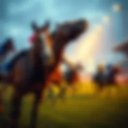 A vibrant racetrack bustling with energy