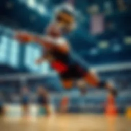 Dynamic spike in volleyball match showcasing technique